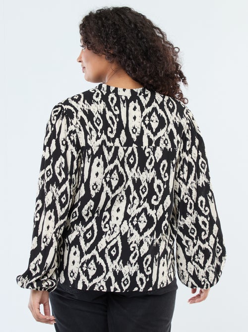 Blouse fluide avec col mao et motif all over - Kiabi