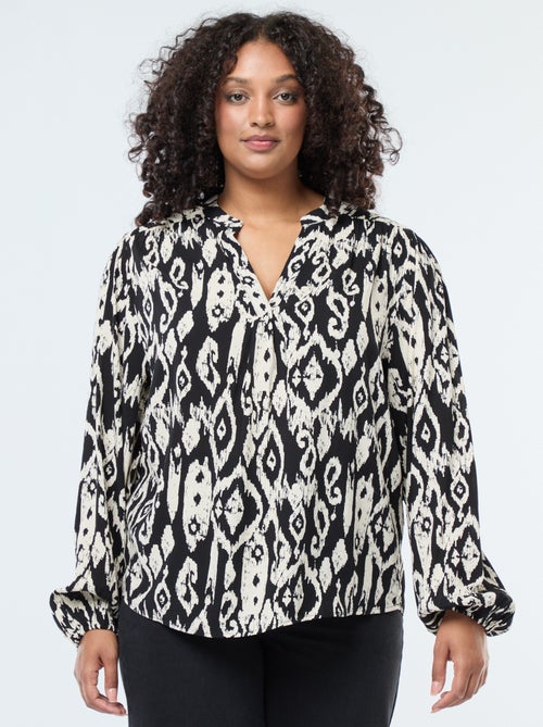 Blouse fluide avec col mao et motif all over - Kiabi