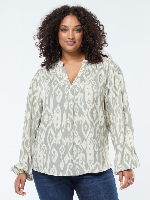 Blouse fluide avec col mao et motif all over - Kiabi