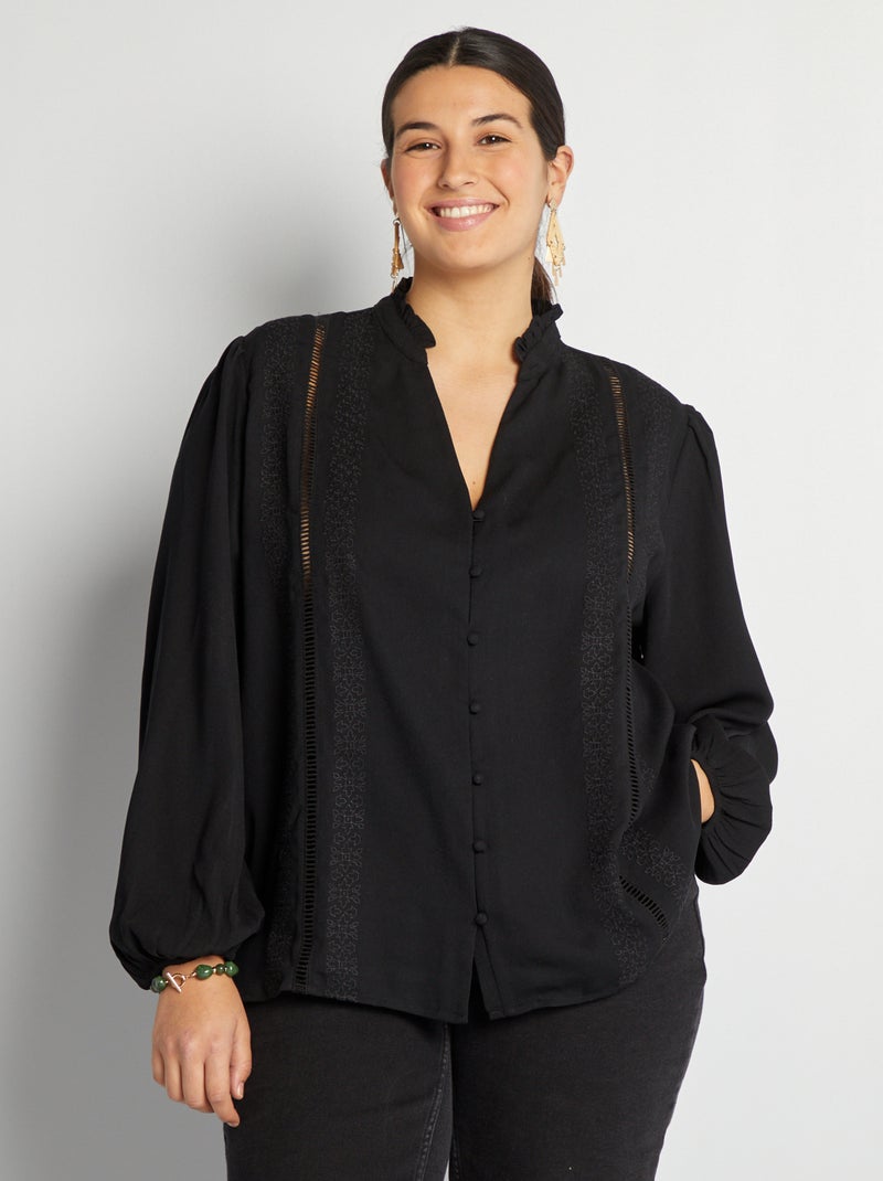 Blouse fluide avec fils métallique noir - Kiabi