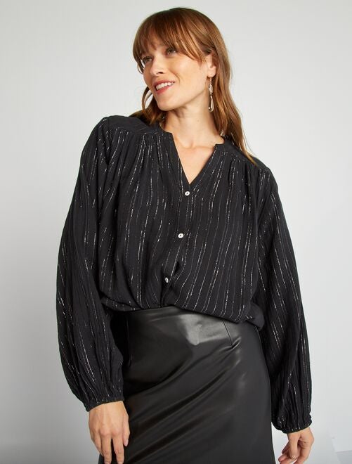 Blouse fluide avec fils métalliques brillants - Kiabi