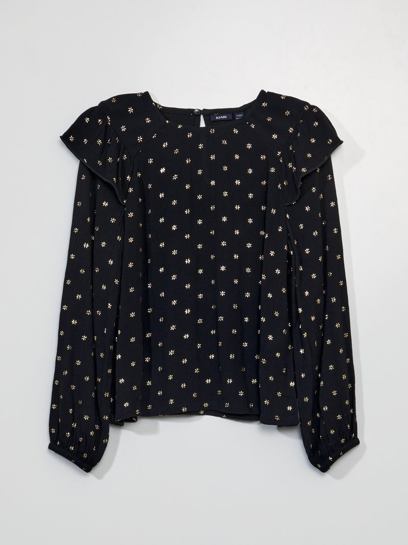 Blouse fluide avec imprimé Noir - Kiabi