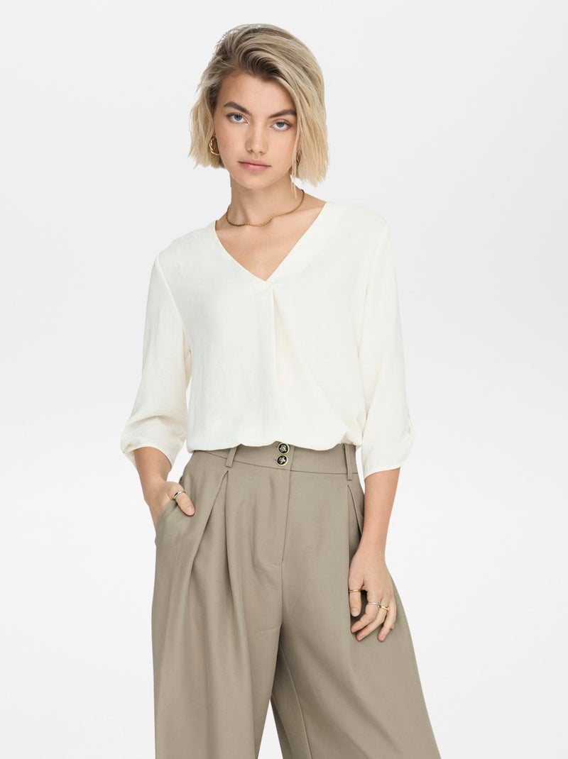 Blouse fluide avec manches 3/4 'JDY' Beige - Kiabi