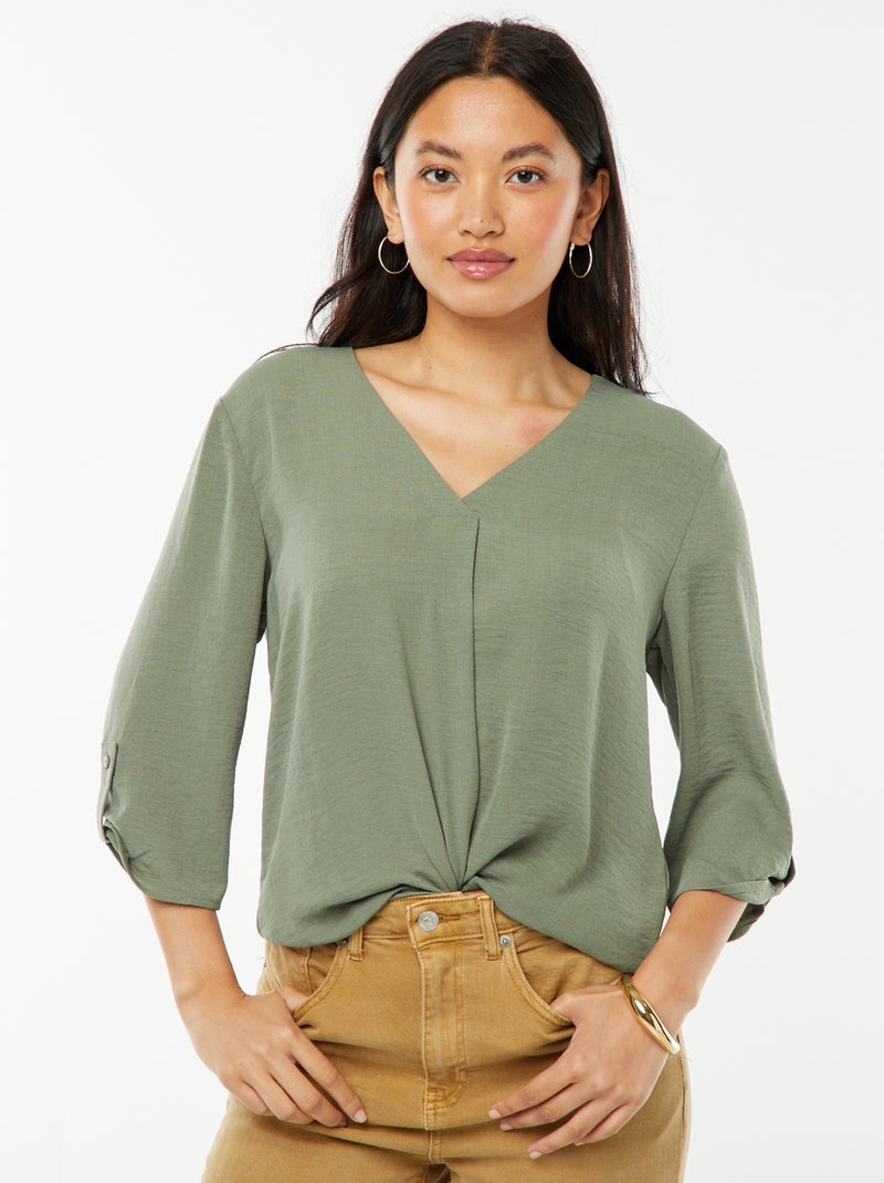 Blouse fluide avec manches 3/4 'JDY' Vert - Kiabi