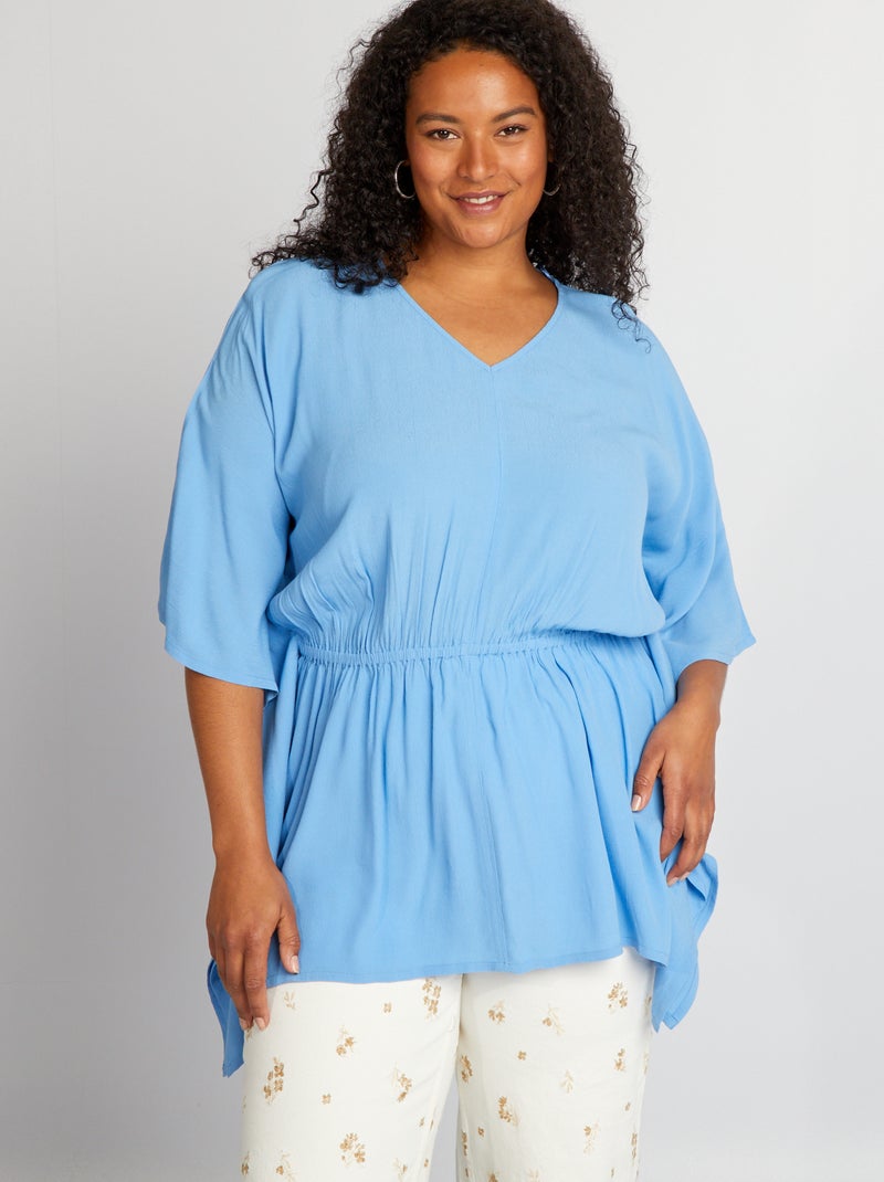 Blouse fluide avec manches papillon Bleu - Kiabi