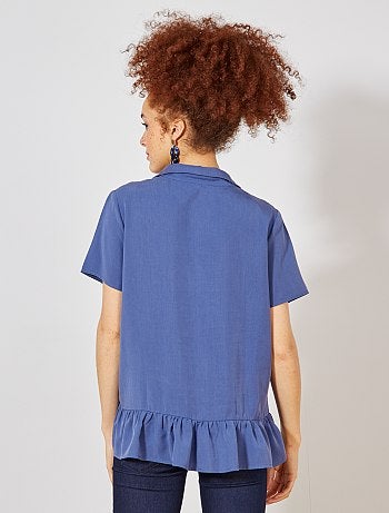 Blouse fluide boutonnée à volants - Kiabi