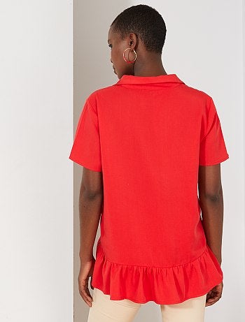 Blouse fluide boutonnée à volants - Kiabi