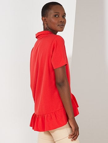 Blouse fluide boutonnée à volants - Kiabi