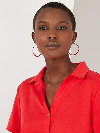 Blouse fluide boutonnée à volants - Kiabi