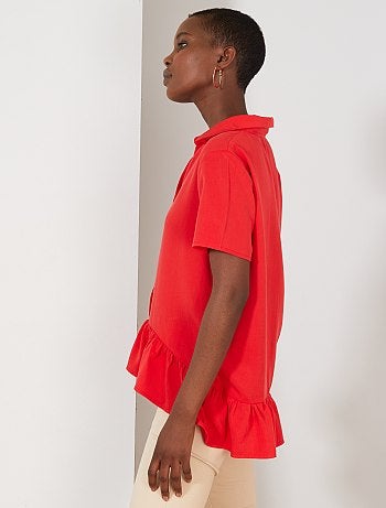 Blouse fluide boutonnée à volants - Kiabi