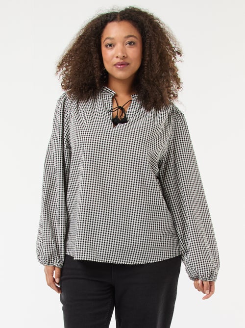 Blouse fluide carreaux vichy - Kiabi