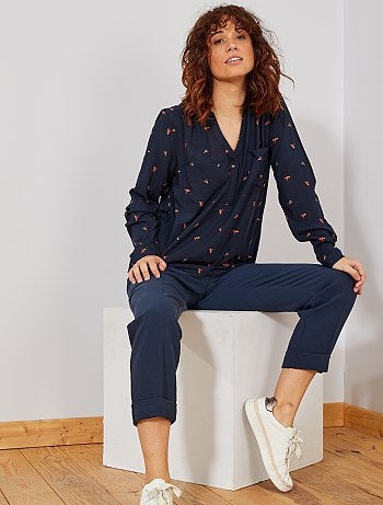 Blouse fluide col tunisien - Kiabi