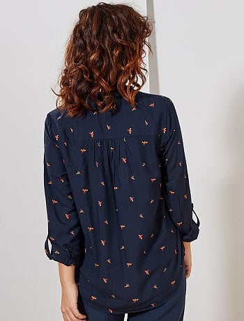 Blouse fluide col tunisien - Kiabi