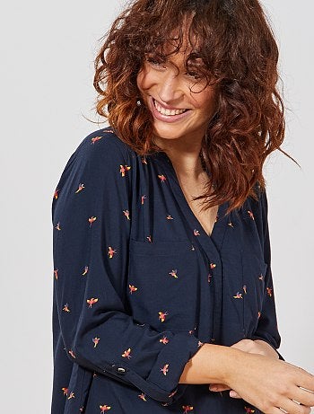 Blouse fluide col tunisien - Kiabi