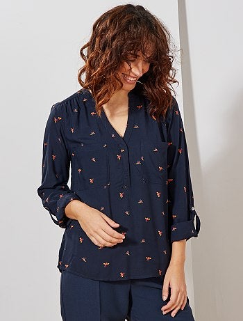 Blouse fluide col tunisien - Kiabi