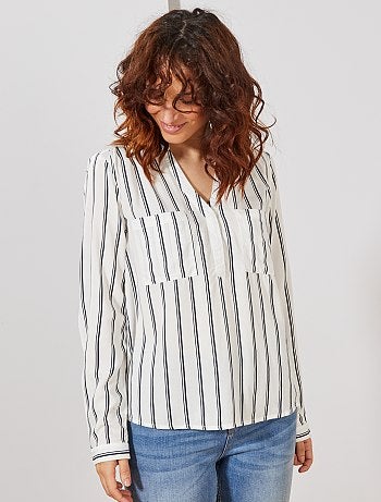 Blouse fluide col tunisien - Kiabi