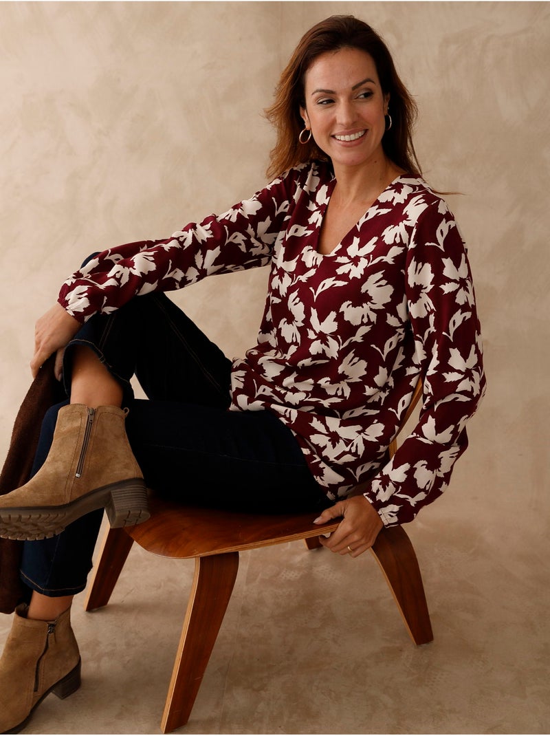 Blouse fluide col V - DAXON Bordeaux - Kiabi