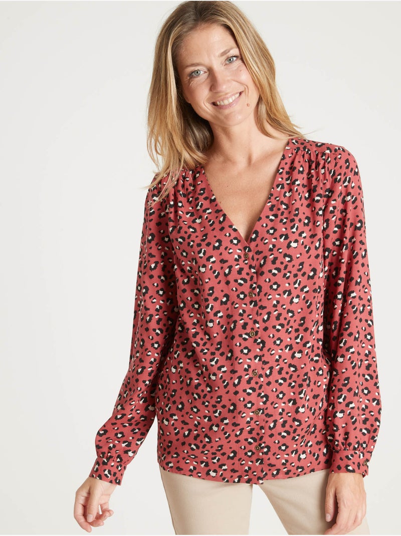 Blouse fluide col V - DAXON Rose/Multicolore - Kiabi