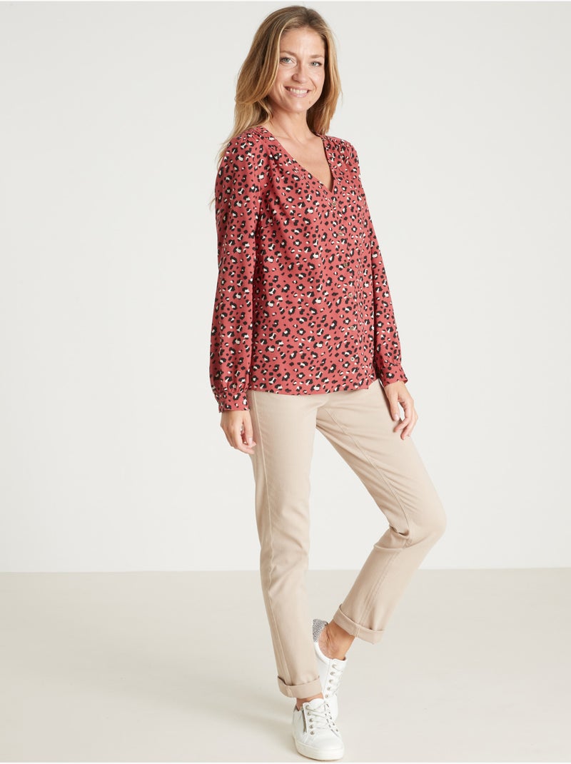 Blouse fluide col V - DAXON Rose/Multicolore - Kiabi