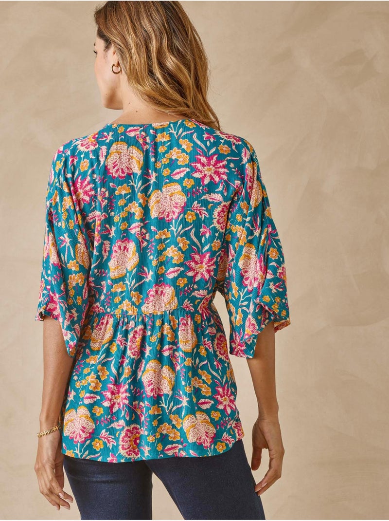 Blouse fluide coupe ample - DAXON Bleu Multicolore - Kiabi