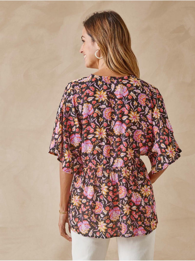 Blouse fluide coupe ample - DAXON Noir Multicolore - Kiabi