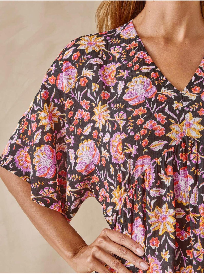 Blouse fluide coupe ample - DAXON Noir Multicolore - Kiabi