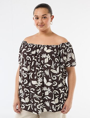 Blouse fluide crêpée à manches courtes