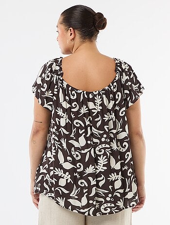 Blouse fluide crêpée à manches courtes