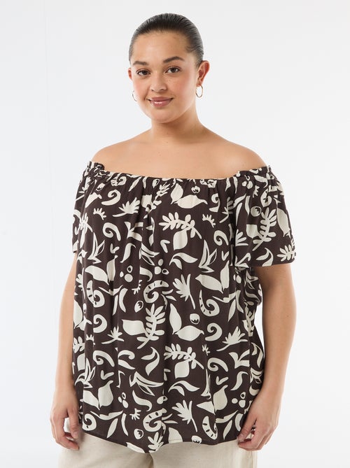 Blouse fluide crêpée à manches courtes - Kiabi