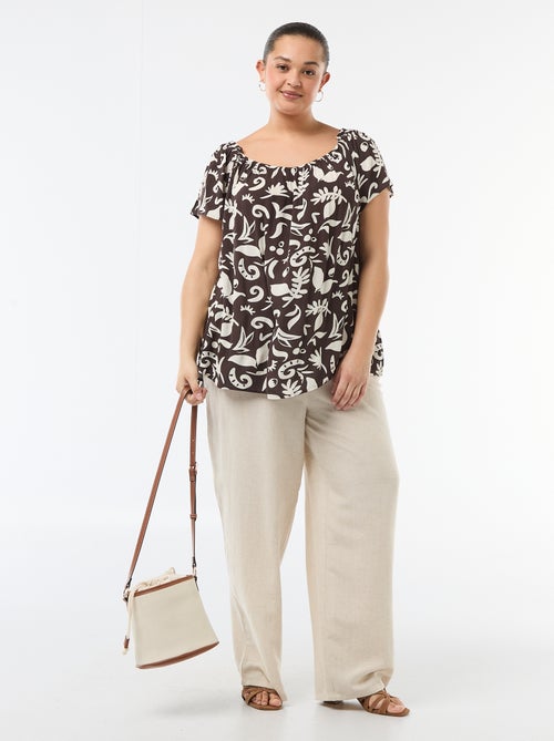 Blouse fluide crêpée à manches courtes - Kiabi