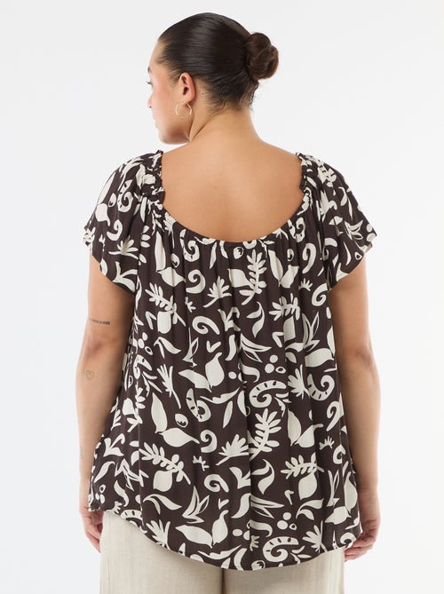 Blouse fluide crêpée à manches courtes - Kiabi