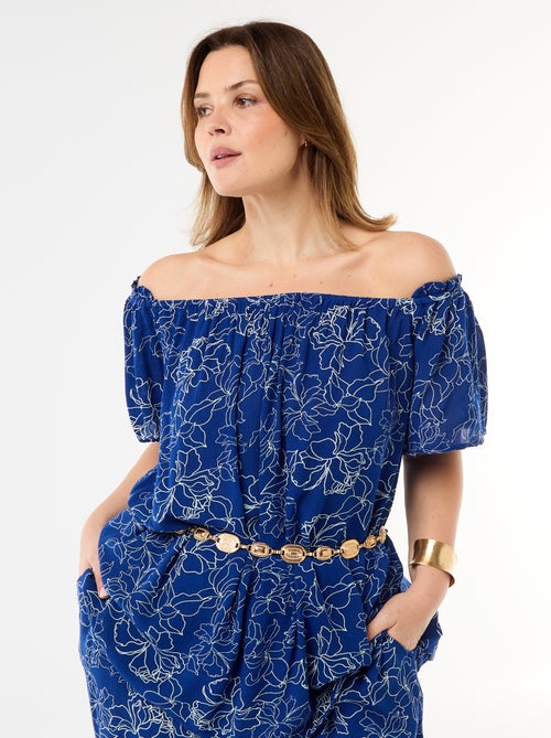 Blouse fluide crêpée à manches courtes - Kiabi