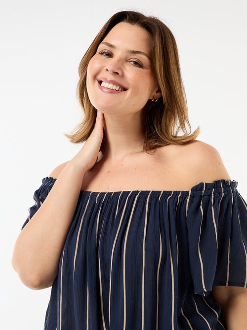 Blouse fluide crêpée à manches courtes - Kiabi