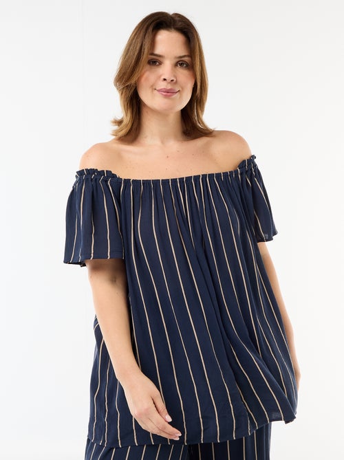 Blouse fluide crêpée à manches courtes - Kiabi