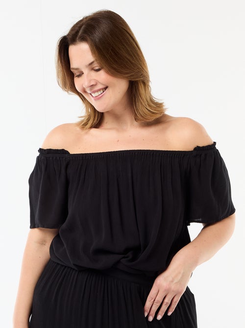 Blouse fluide crêpée à manches courtes - Kiabi