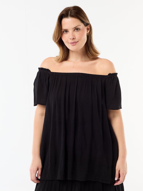 Blouse fluide crêpée à manches courtes - Kiabi