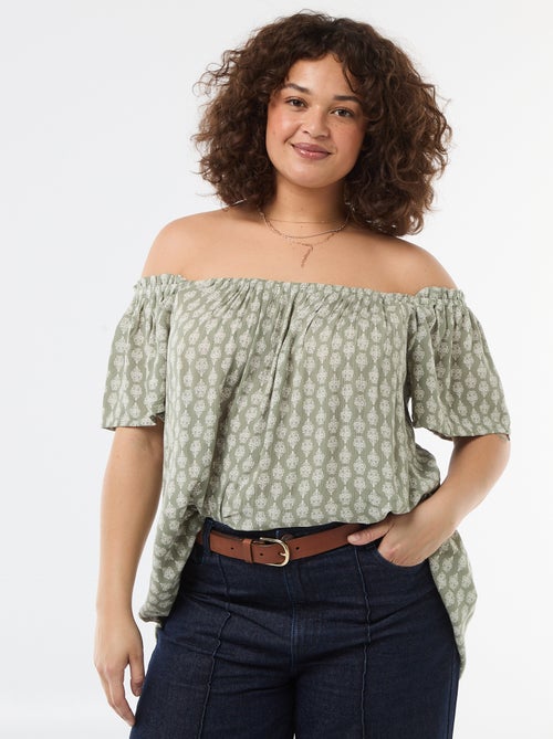 Blouse fluide crêpée à manches courtes - Kiabi
