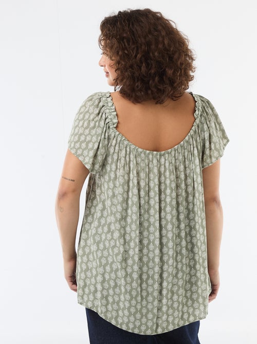 Blouse fluide crêpée à manches courtes - Kiabi