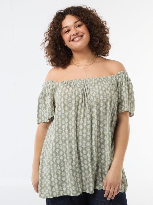 Blouse fluide crêpée à manches courtes - Kiabi