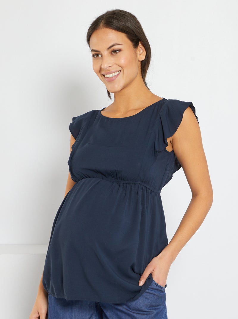 Blouse fluide de grossesse bleu marine - Kiabi