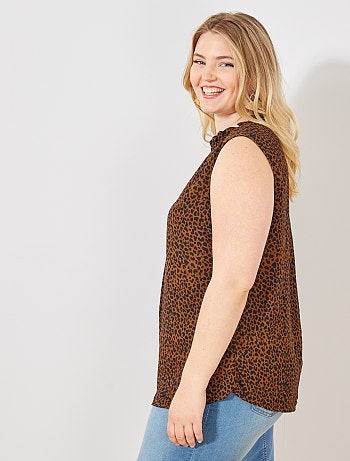 Blouse fluide encolure à volants - Kiabi