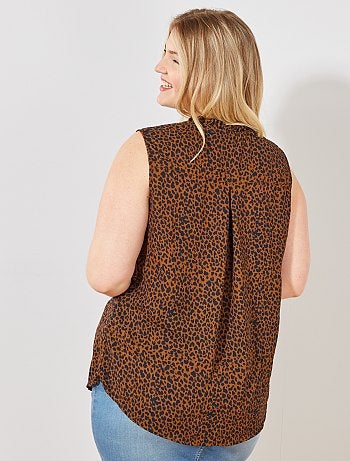 Blouse fluide encolure à volants - Kiabi