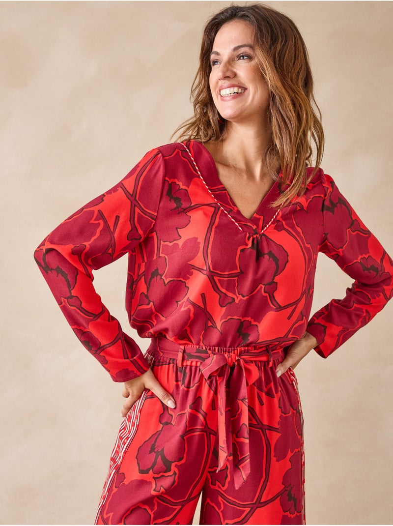 Blouse fluide encolure V - DAXON Rouge - Kiabi