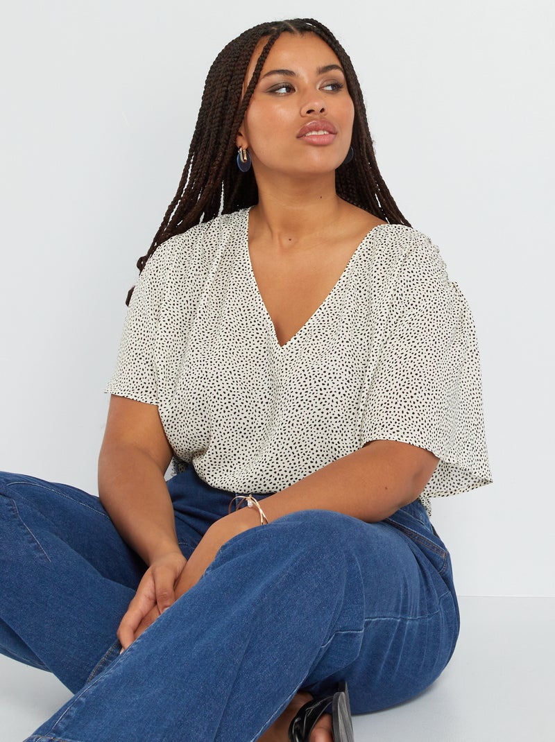 Blouse fluide encolure V Blanc - Kiabi