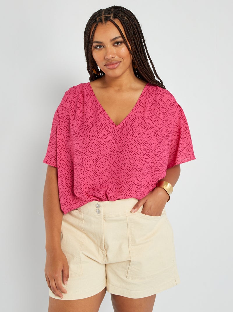 Blouse fluide encolure V Rose - Kiabi