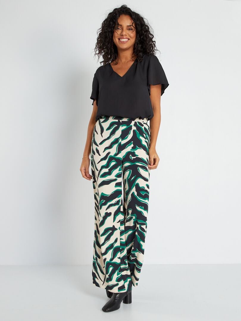 Blouse fluide et légère à col V noir - Kiabi