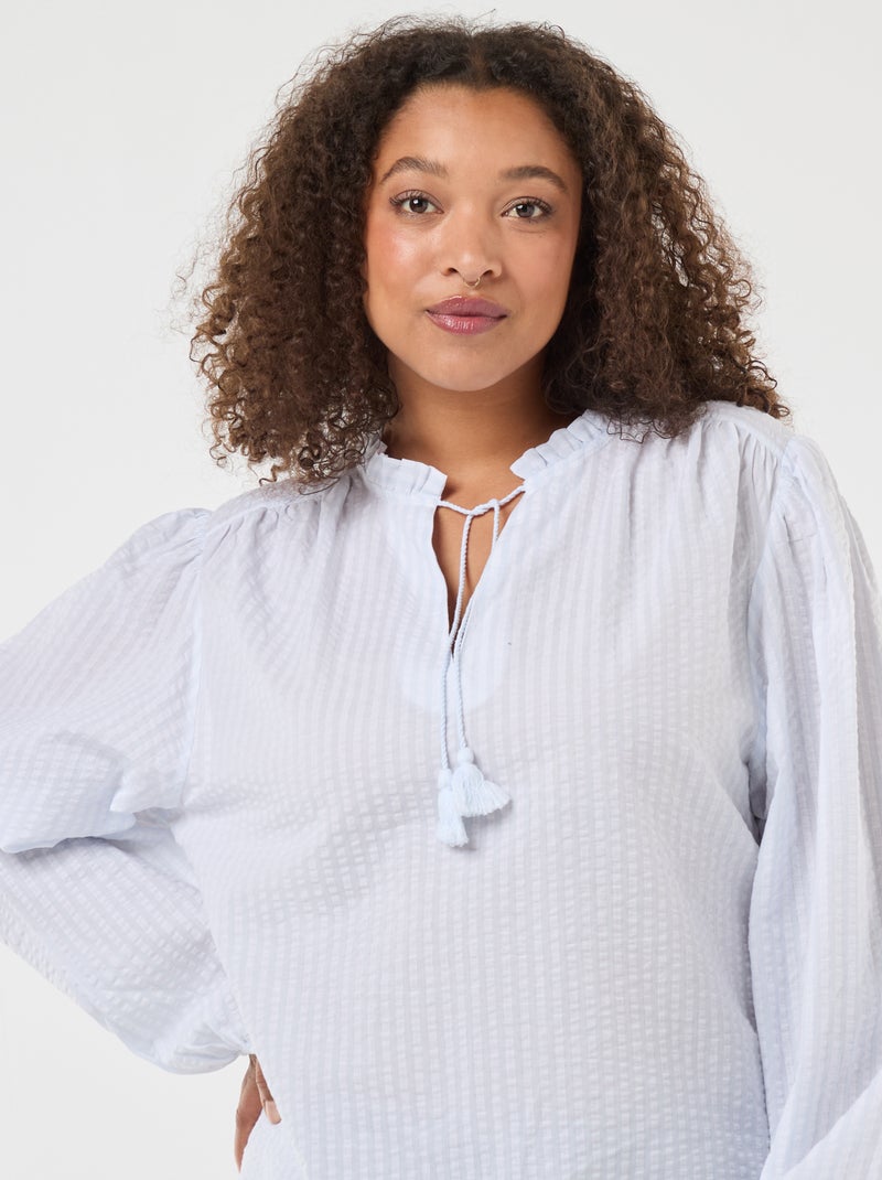 Blouse fluide fines rayures Blanc - Kiabi