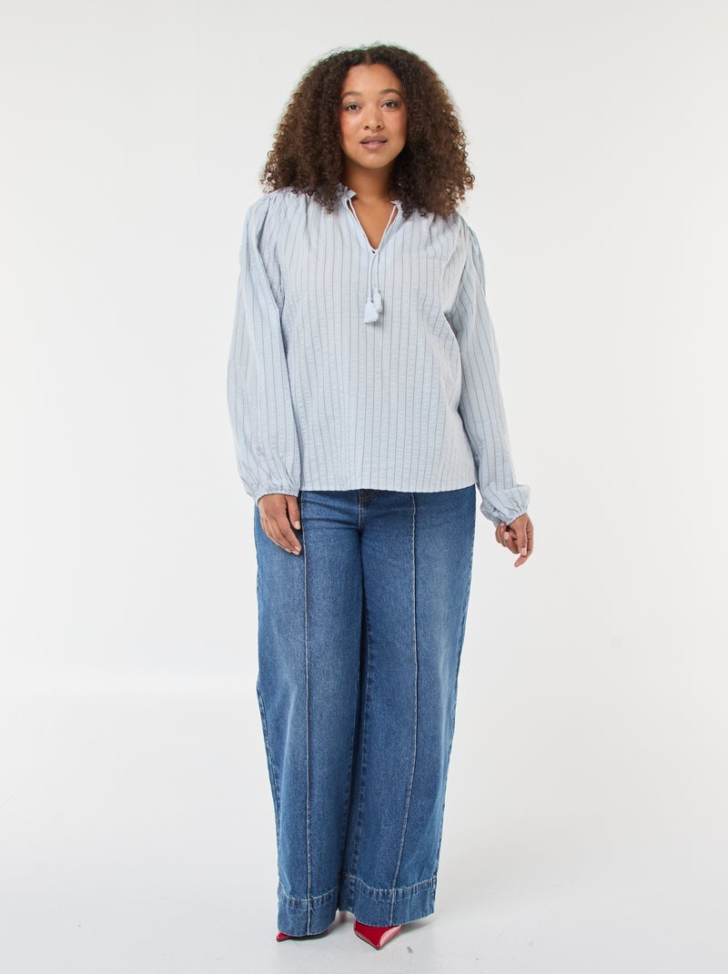 Blouse fluide fines rayures Bleu - Kiabi