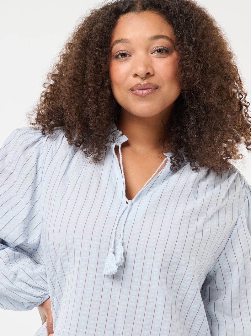 Blouse fluide fines rayures Bleu - Kiabi