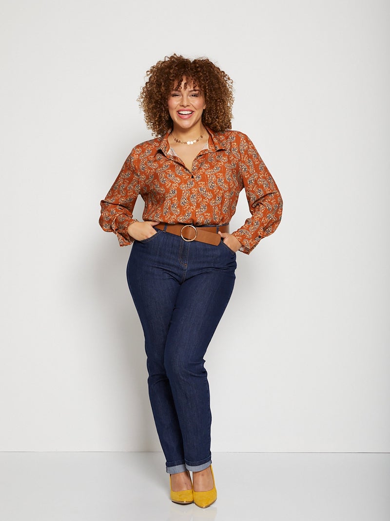 Blouse fluide imprimée - AFIBEL Marron caramel - Kiabi
